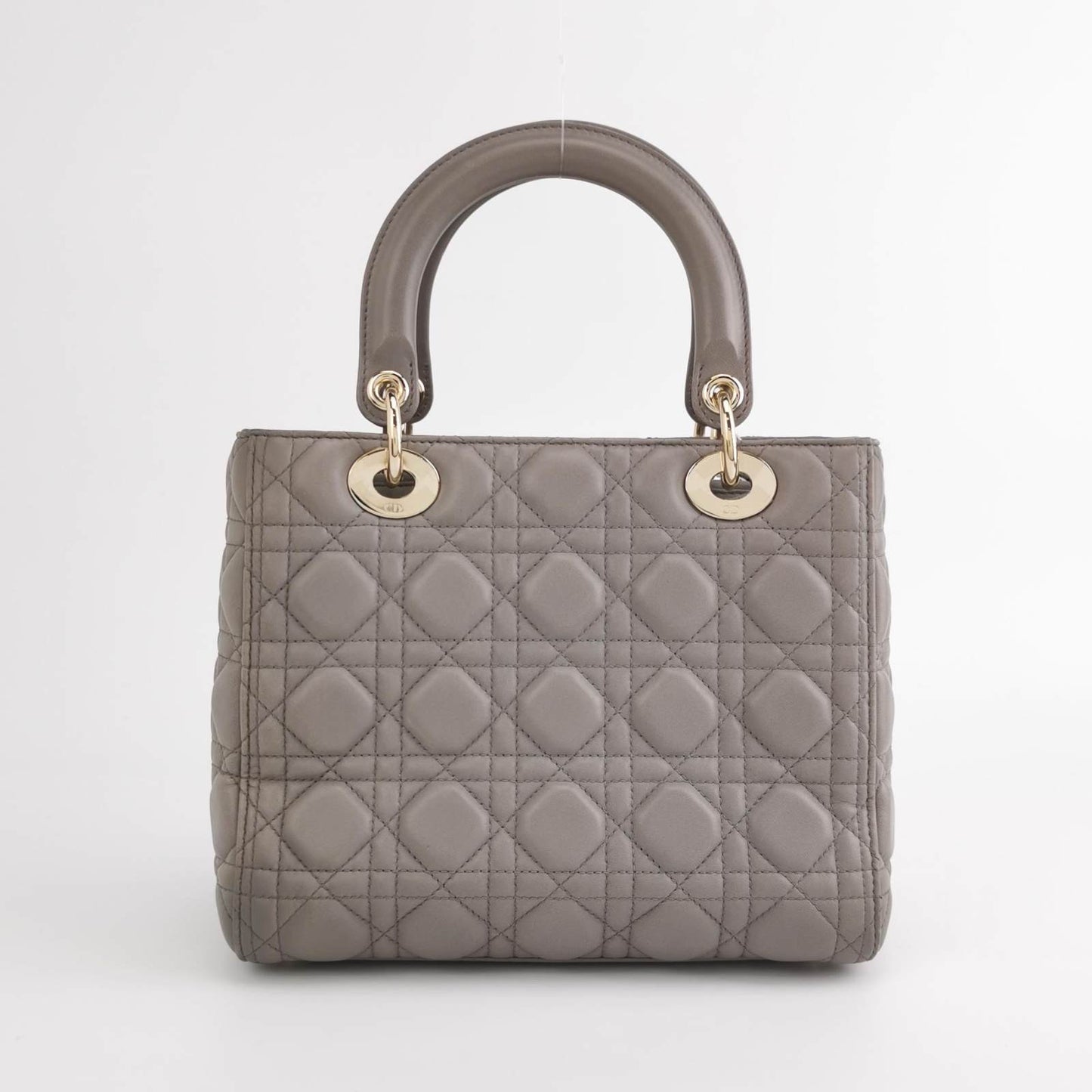 Sold Lady Dior Grey Medium Lambskin Cannage Leather Handbag ABC Strap