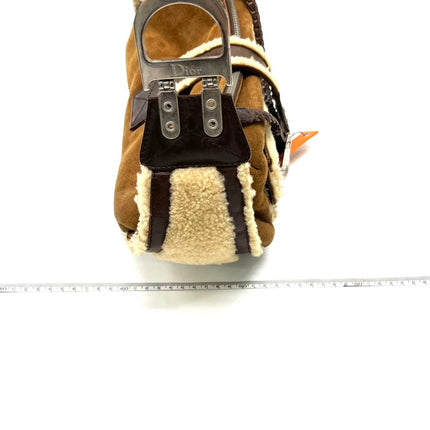 Dior Flight Medium Brown Shearling Leather with Orange Tag Shoulder Bag