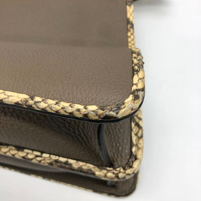 Fendi Peekaboo ISeeU Sellier Small Grey Leather with Python Skin Trimming