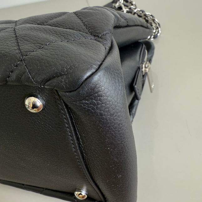 Chanel CC Logo Tote Black Soft Quilted Caviar Leather Silver Hardware 2011-2012