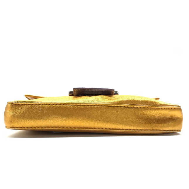 Fendi Baguette Mini Gold Nappa Leather with Beaded Strap