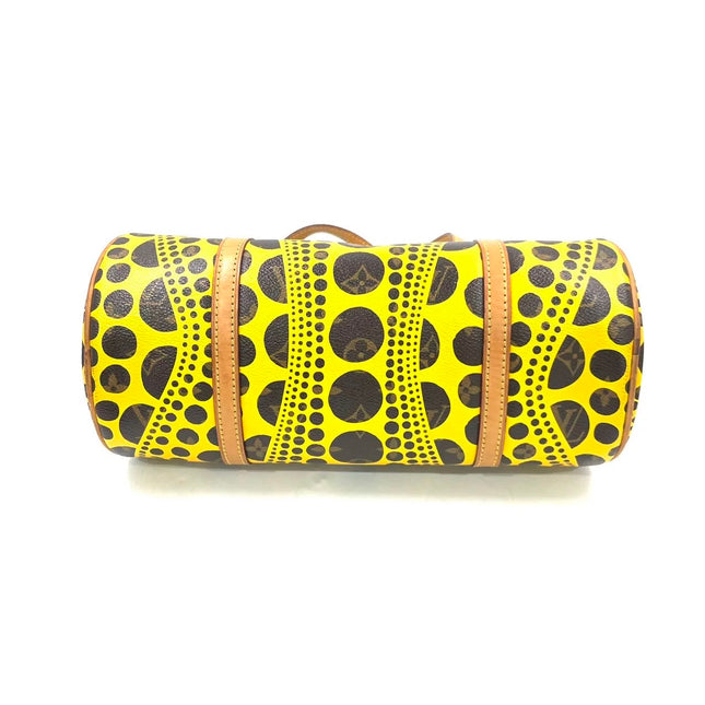 Louis Vuitton x Kusama Papillon 28 Yellow Polka Dots Handbag