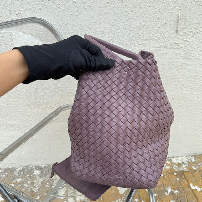 Sold Bottega Veneta Cabat Large Intreccio Leather Tote Bag Dark Lavender Purple 40-43cm
