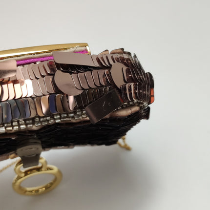 Fendi Nano Baguette Charm Pink Sequins Satin Interior Chain Strap