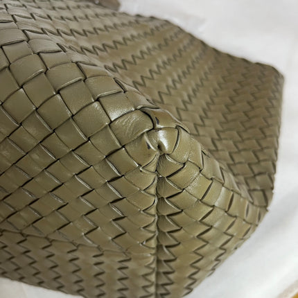 Bottega Veneta Cabat Large Intreccio Leather Tote Bag Dark Olive Green