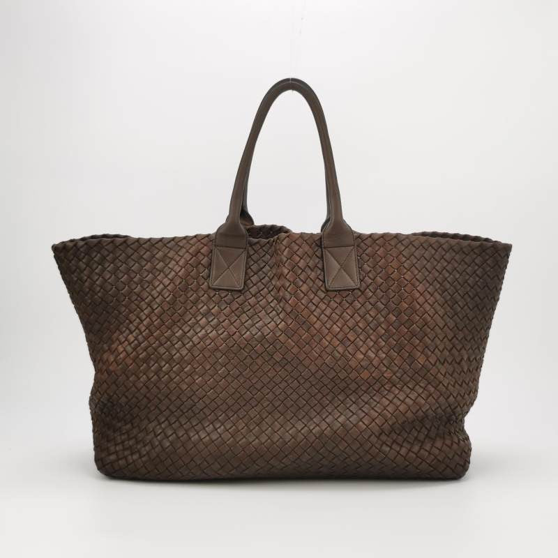 Bottega Veneta Cabat Tote Intreccio Leather Dark Chocolate Brown 42cm