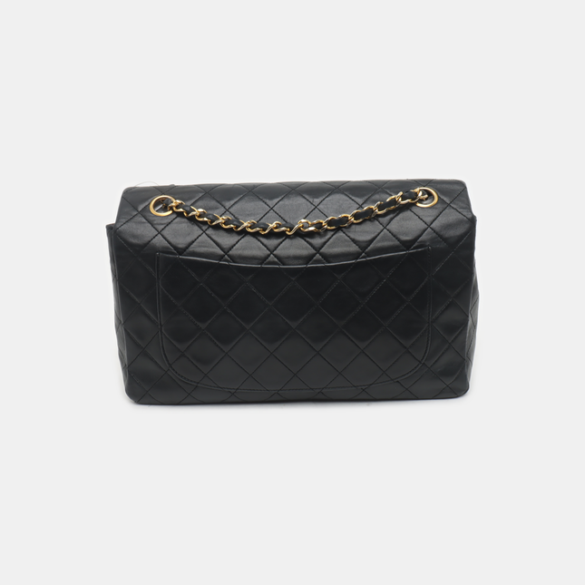 Chanel Classic Flap Vintage Large Black Lambskin Leather with 24k Gold Hardware, 1989-1991