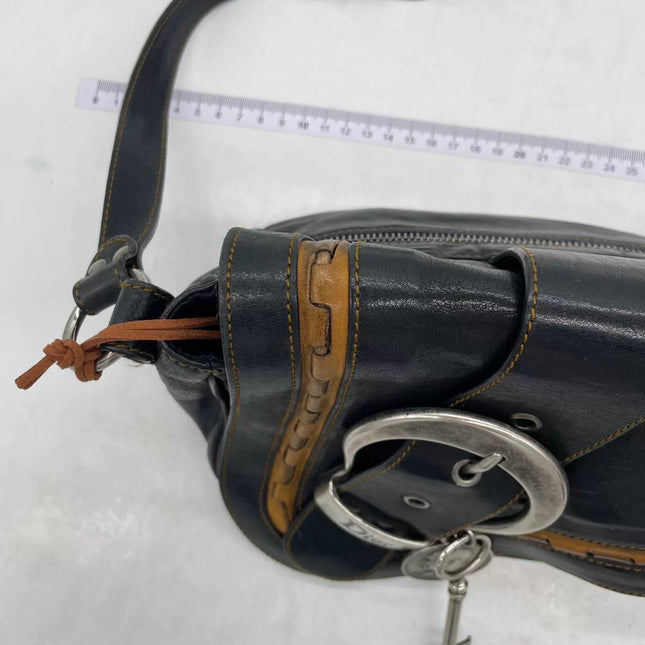 Dior Vintage Gaucho Mini Black Leather Crossbody Bag