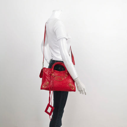 Sold Balenciaga City Bag Red with Gold hardware Small Crossbody Bag