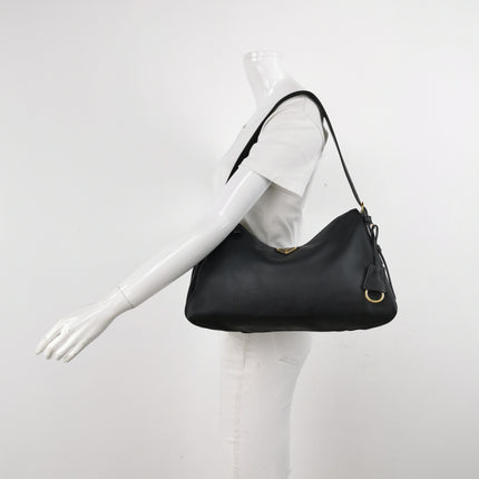 Prada Aimée Black Large Calfskin Leather Shoulder Bag