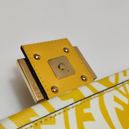 Fendi Baguette 1997 Re-edition Yellow Psychedelic Print Canvas Shoulder Bag