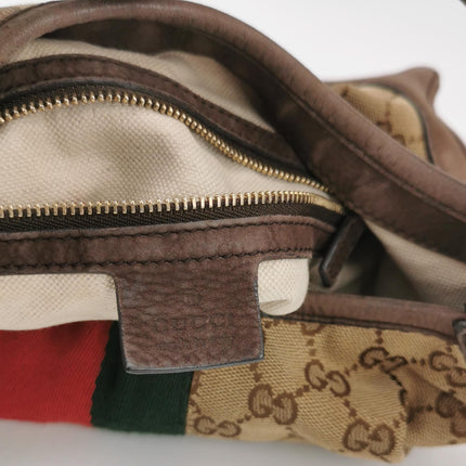 Gucci Jackie 1961 Soft Medium Brown Suede Leather and Monogram Web