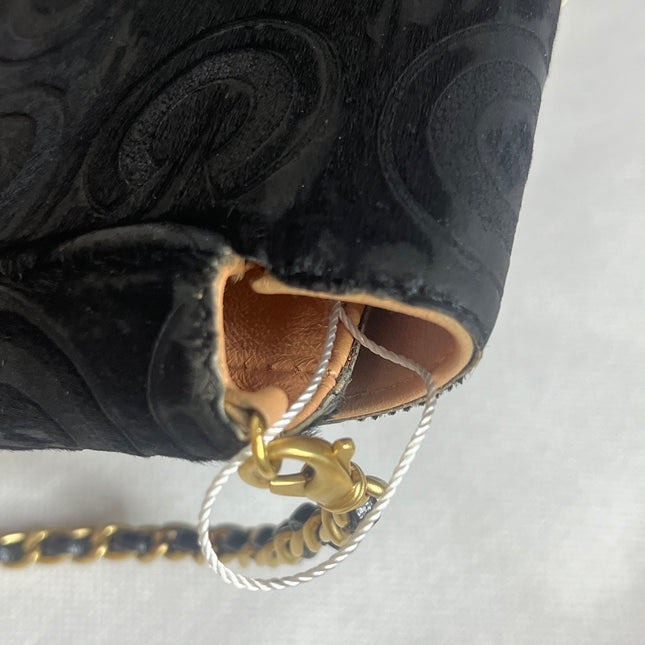 Chanel East West Rare Black Pony-hair Calfskin Leather CC Logo