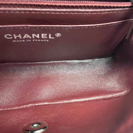 Chanel Classic Flap Rectangular Mini Burgundy Lambskin Silver HW, 2019