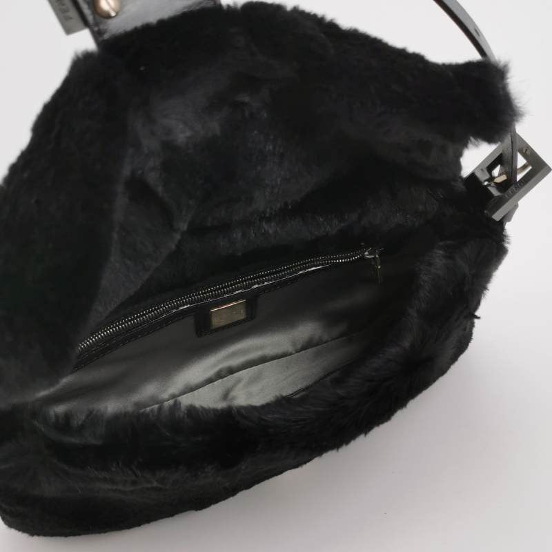 Fendi Baguette Black Faux Fur Shoulder Bag