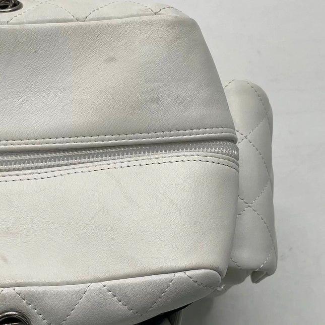Chanel Cambon Multi-pocket Ligne Reporter Bag Large White Calfskin Leather