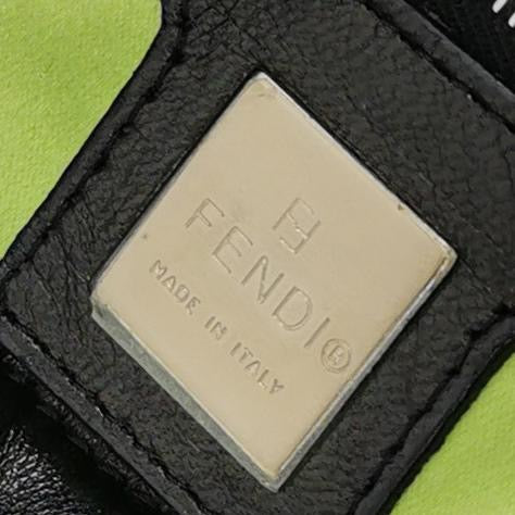 Fendi Mamma Baguette Black Lambskin Leather Green Enamel Buckle