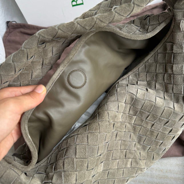 Bottega Veneta Hop Large Grey Suede Leather Hobo Bag 54cm