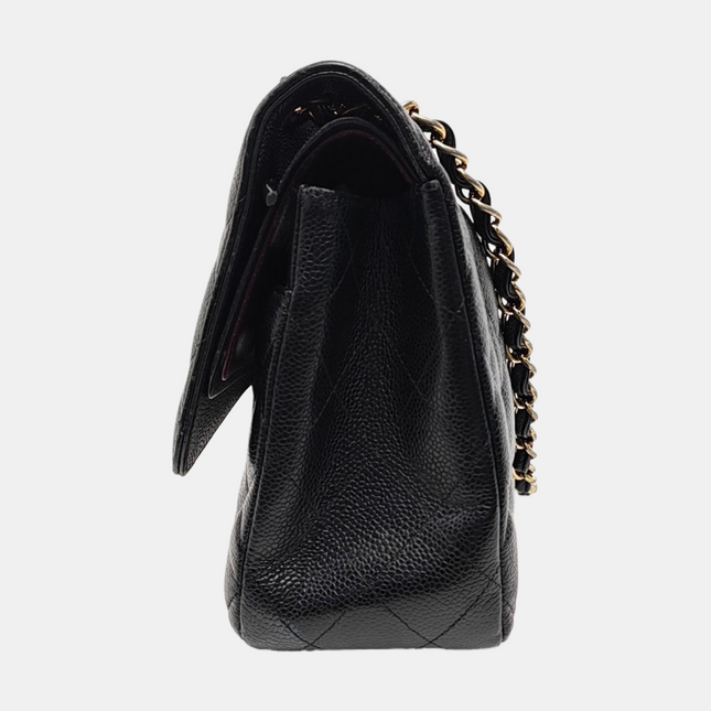 Chanel Classic Flap Jumbo 2012 Black Caviar Leather Double Flap Gold Hardware