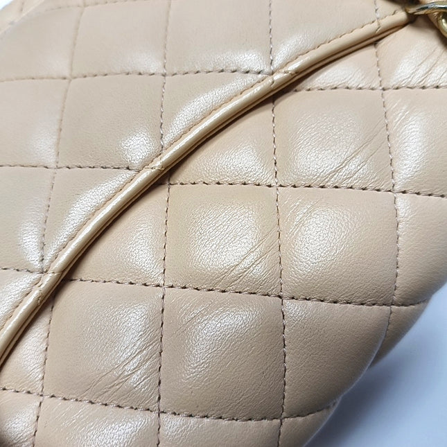 Chanel Classic Flap Mini Beige Almond Pink Lambskin Gold Hardware