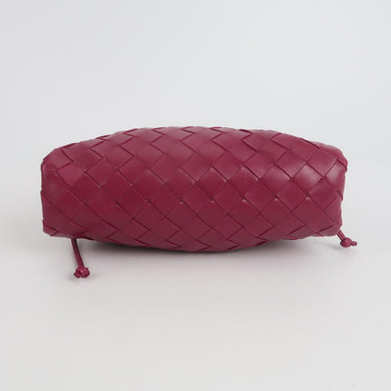 Bottega Veneta Pouch Mini Intrecciato Burgundy Lambskin Leather Crossbody Bag