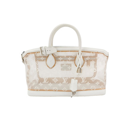 Louis Vuitton Lockit White Mesh Monogram and Leather Handbag-Luxbags