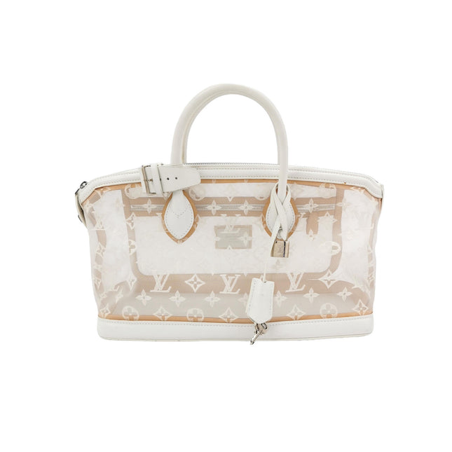 Louis Vuitton Lockit White Mesh Monogram and Leather Handbag-Luxbags