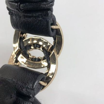 Chanel Hair Band Scrunchie Black Lambskin CC Chain Gold Buckle