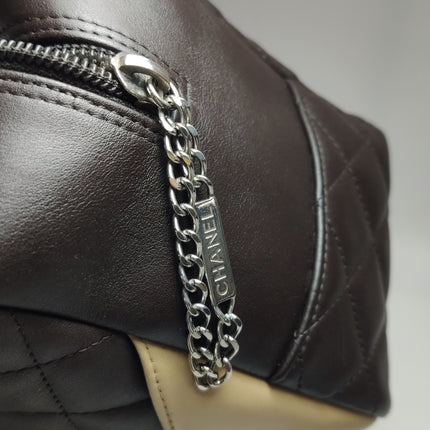 Chanel Cambon Medium Shoulder Bag Chocolate Brown Calfskin Leather Double Strap