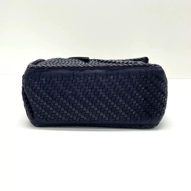 Loewe Braided Puzzle Small Woven Navy Leather Crossbody Bag