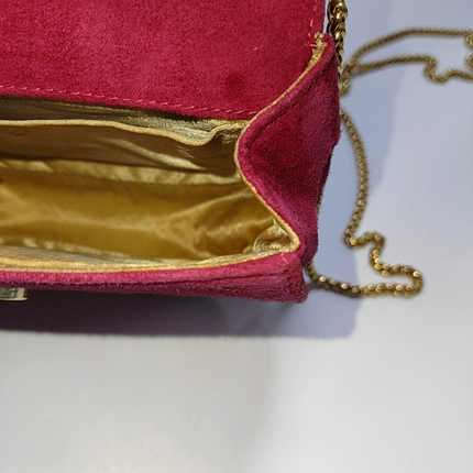 Gucci Bamboo 1947 Night Super Mini Pink Suede Evening Bag with Chain