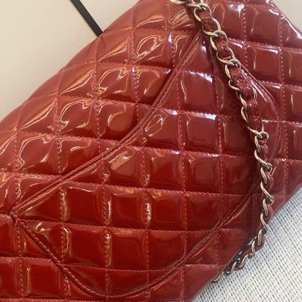 Chanel Classic Flap Medium 2011 Red Patent Leather Silver Hardware