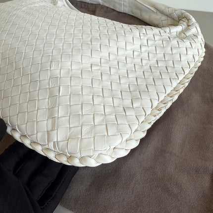 Bottega Veneta Veneta Hobo Intrecciato White Nappa Leather Medium 40cm