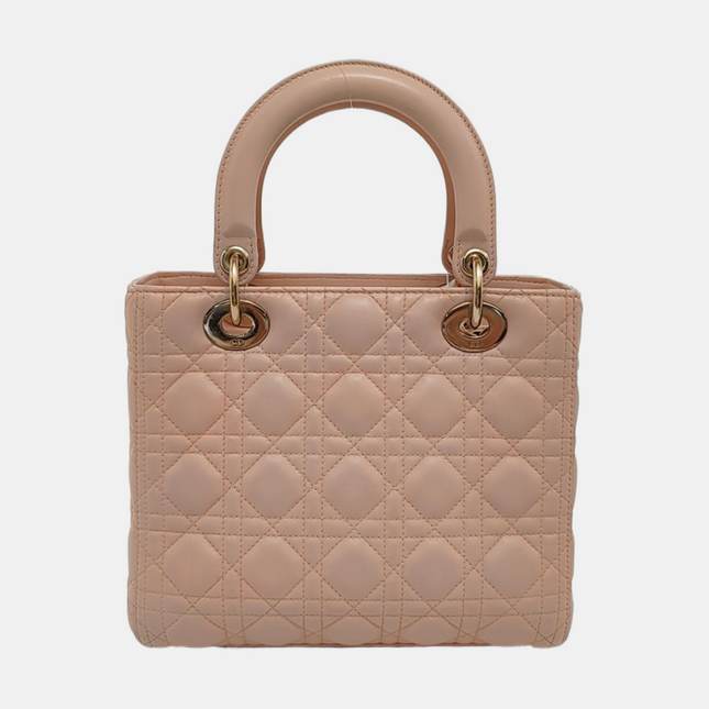 Lady Dior Medium Light Pink Lambskin Leather Gold Hardware