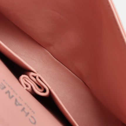 Chanel Classic Flap Medium Pink Orange Patent Leather Silver HW, 2012-2013