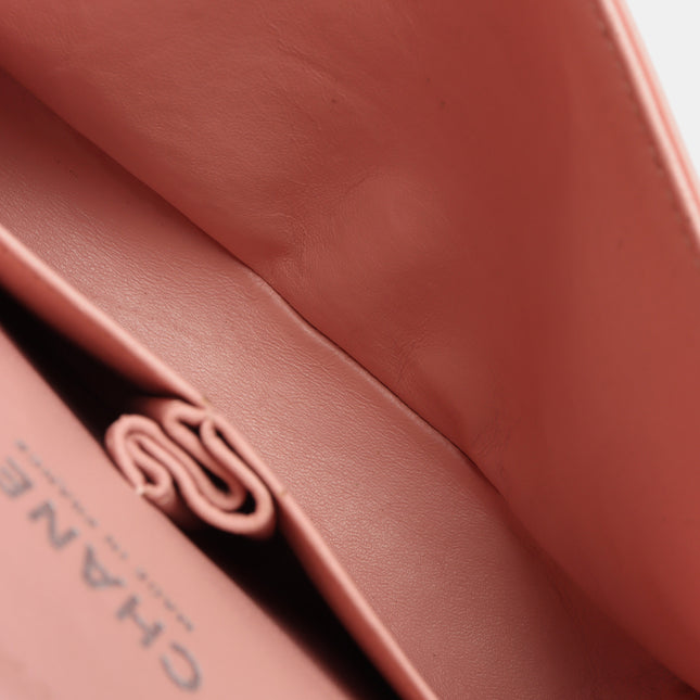 Chanel Classic Flap Medium Pink Orange Patent Leather Silver HW, 2012-2013