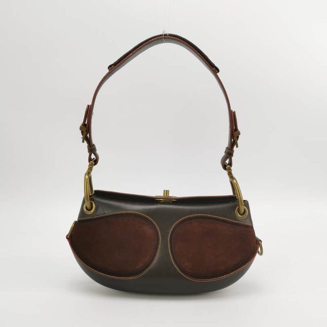 Loewe Shoulder Bag Suede and Leather Dark Brown