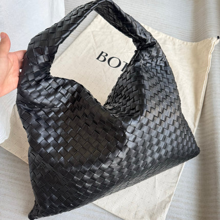 Bottega Veneta Hop Black Intrecciato Leather Maxi Hobo Bag 54cm