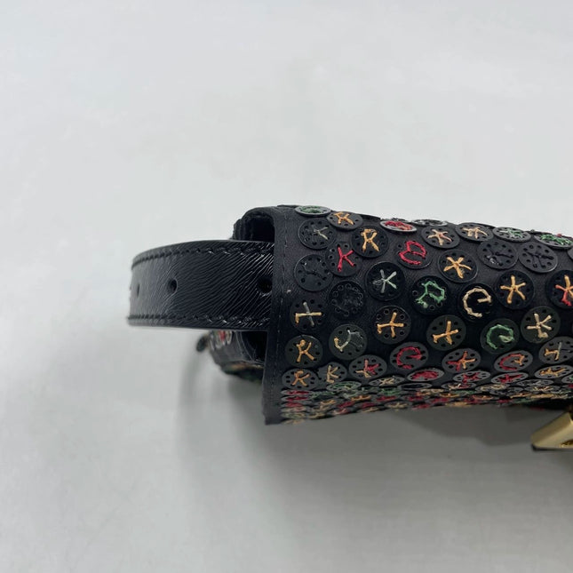 Fendi Baguette Multicolor Button Embroidered Leather Shoulder bag