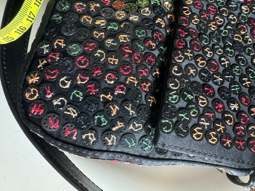 Fendi Baguette Multicolor Button Embroidered Leather Shoulder bag