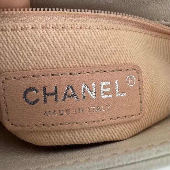 Chanel White Calfskin Leather Embellished Flap Saddle Bag, 2018-19