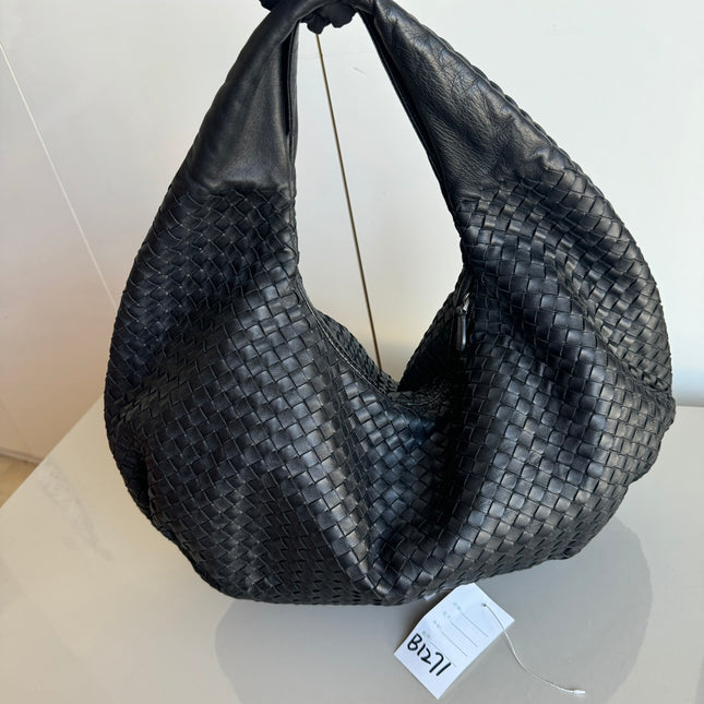 Sold Bottega Veneta Belly Hobo Intrecciato Leather Black Large 52cm