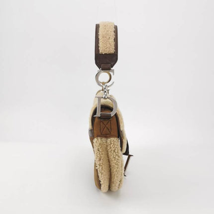 Sold Dior Saddle Vintage Shoulder Bag Shearling Brown and While