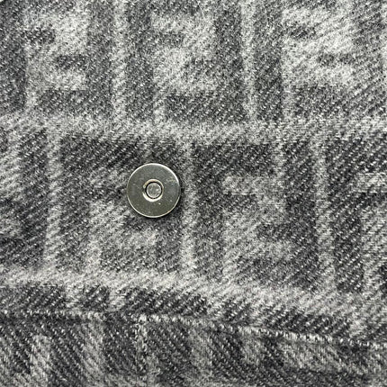 Fendi Baguette Bag Grey Wool Zucca Print Shoulder Bag