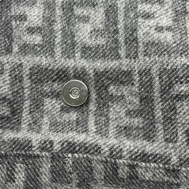 Fendi Baguette Bag Grey Wool Zucca Print Shoulder Bag