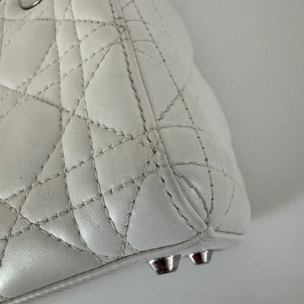 Lady Dior Mini White Lambskin Leather Silver HW Chain Strap 2018
