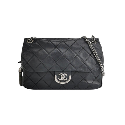 Chanel 2013 Paris-Edinburgh Large Black Flap Calfskin Leather Shoulder Bag