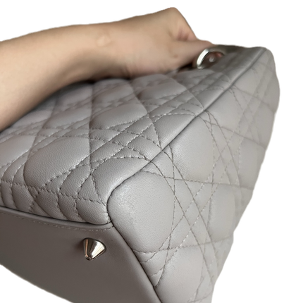 Sold Lady Dior Grey Cannage Leather Medium no strap