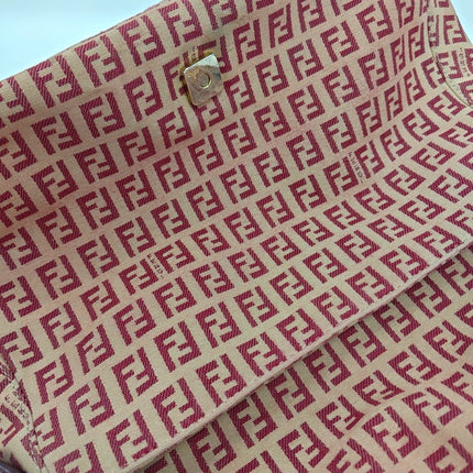 Fendi Mamma Baguette Red Classic Zucchino Monogram Shoulder Bag