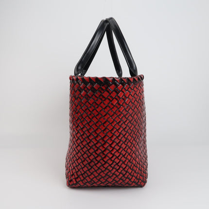 Bottega Veneta Cabat Large Intreccio Burgundy Patent Leather 40cm